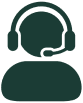 Icon of a person wearing a headset with microphone.